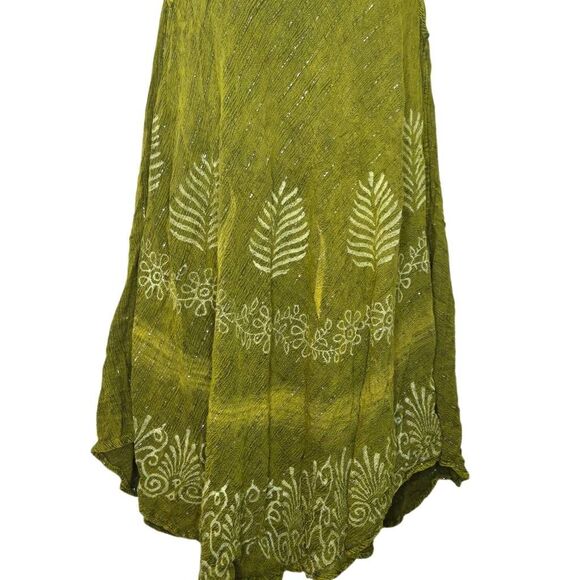 Coline Tunic FS Sleeveless Blouse Boho Free Size Green Metallic - Picture 3 of 7